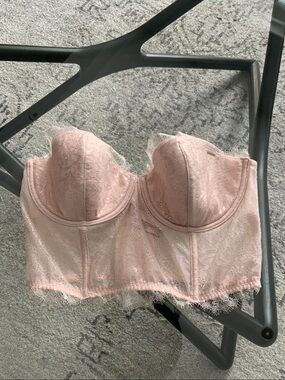 Victoria's Secret Pink Lace Longline Strapless Bustier 36C
